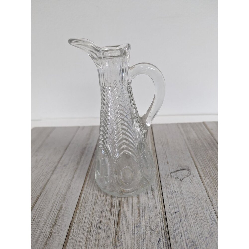 1902 EAPG Georgia Pattern Peacock Eye Feather Cut Glass Cruet Oil No Stopper